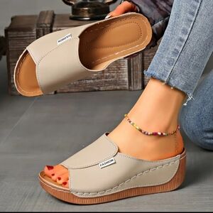 Women's Beige Slide Sandals